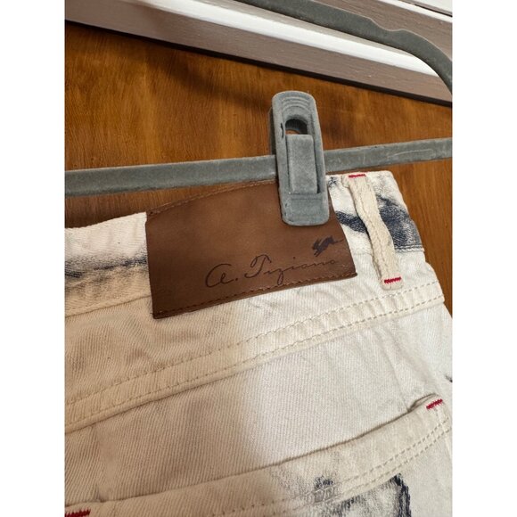 A.Tiziano Cotton Marbled White Straight Leg Jeans Size 32 Mens - Picture 3 of 5